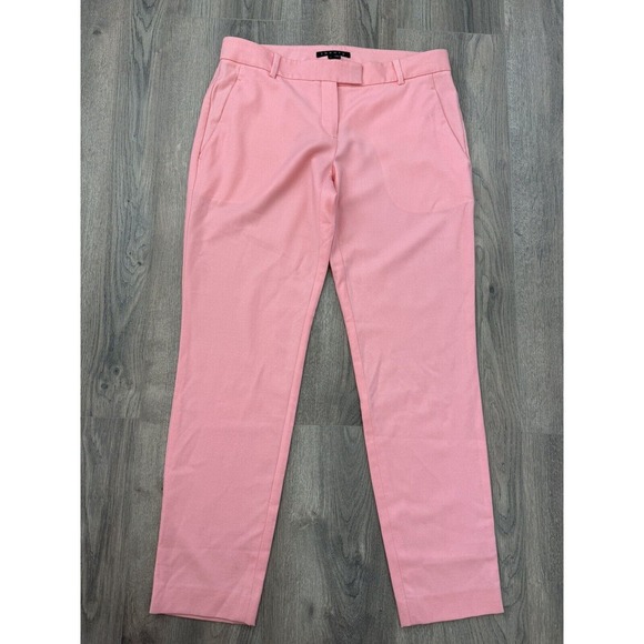 THEORY Sienna Pants Womens 6 Cropped wool-twill tapered Salmon Pink Read - Picture 1 of 11